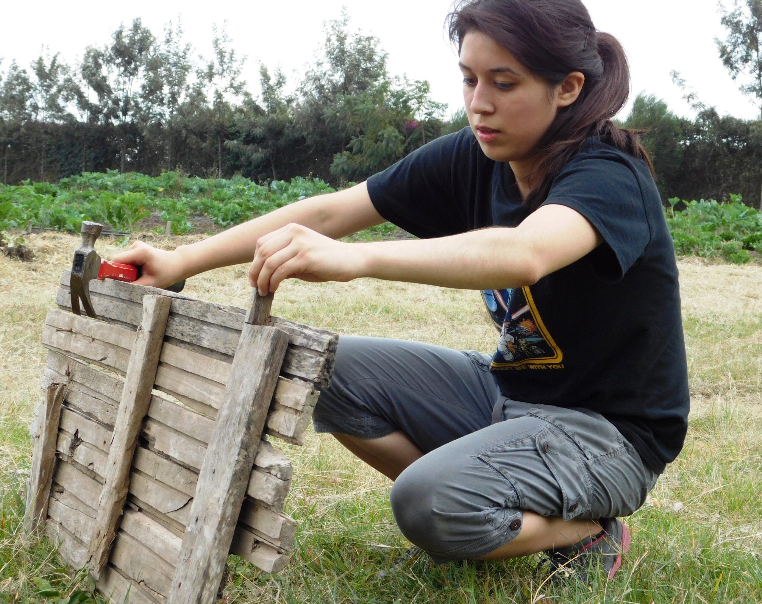 Volunteer working with children